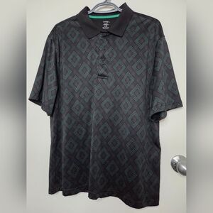 Men's Black Geometric Polo Shirt